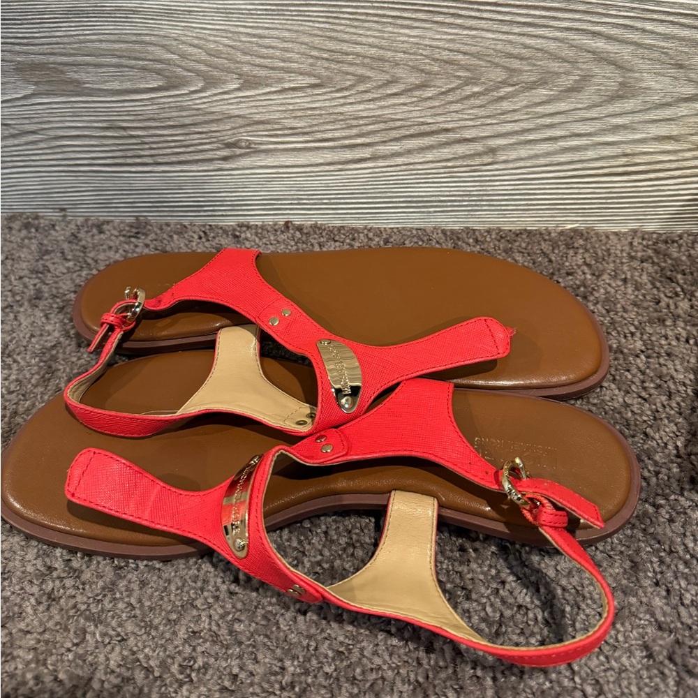 Michael Kors Leather Orange Thong Sandals